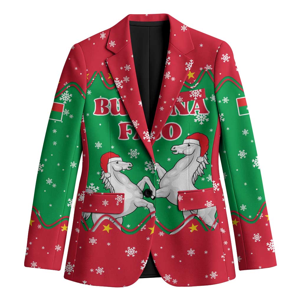Christmas Burkina Faso Blazer Snowflake Horses and Coat of Arms - Wonder Print Shop