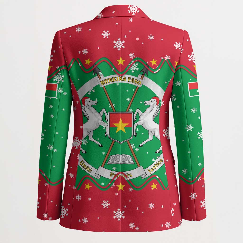 Christmas Burkina Faso Blazer Snowflake Horses and Coat of Arms - Wonder Print Shop