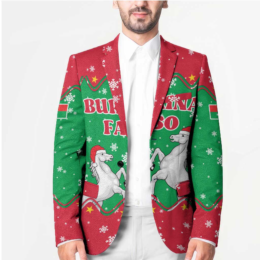 Christmas Burkina Faso Blazer Snowflake Horses and Coat of Arms - Wonder Print Shop