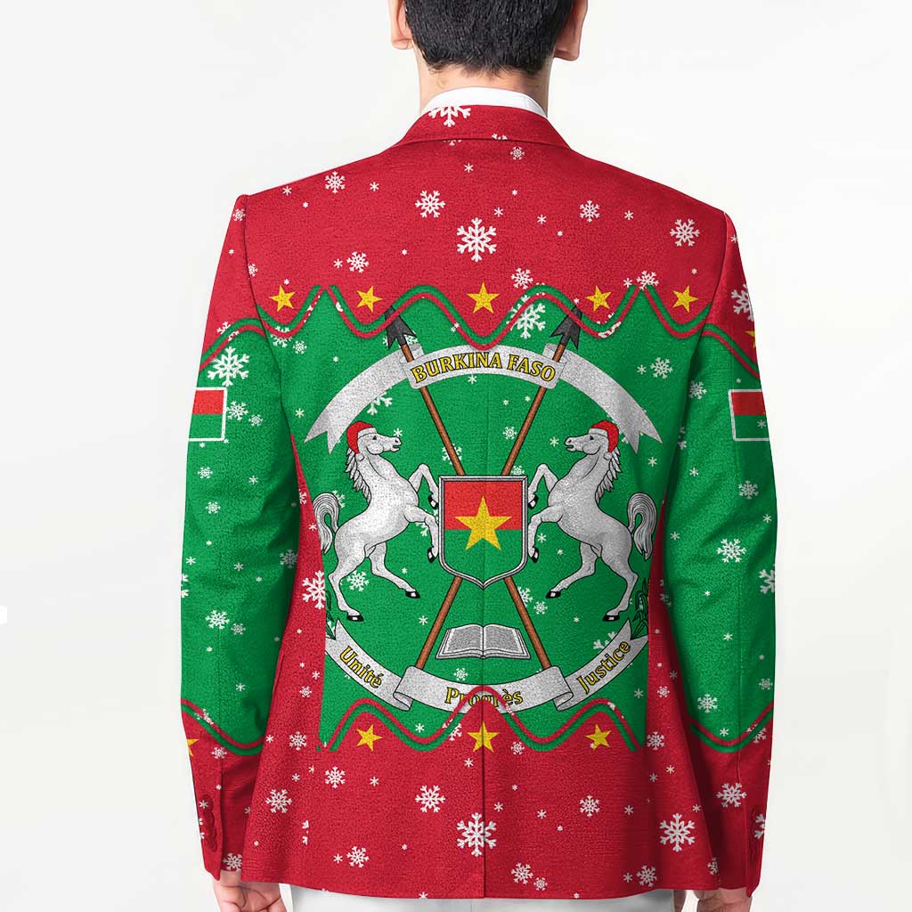 Christmas Burkina Faso Blazer Snowflake Horses and Coat of Arms - Wonder Print Shop