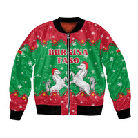 Christmas Burkina Faso Bomber Jacket Snowflake Horses and Coat of Arms - Wonder Print Shop