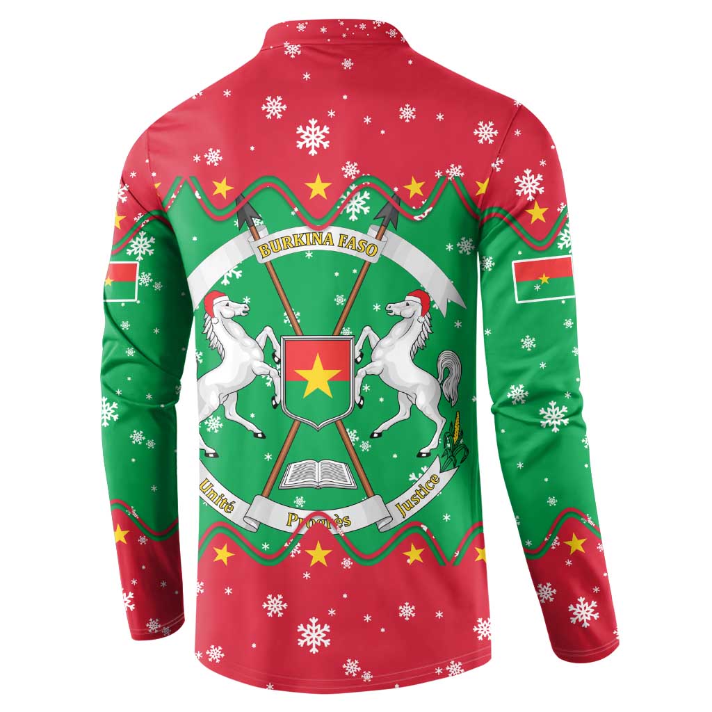 Christmas Burkina Faso Button Sweatshirt Snowflake Horses and Coat of Arms - Wonder Print Shop