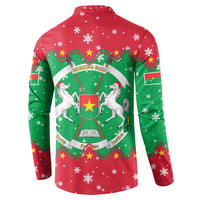 Christmas Burkina Faso Button Sweatshirt Snowflake Horses and Coat of Arms - Wonder Print Shop