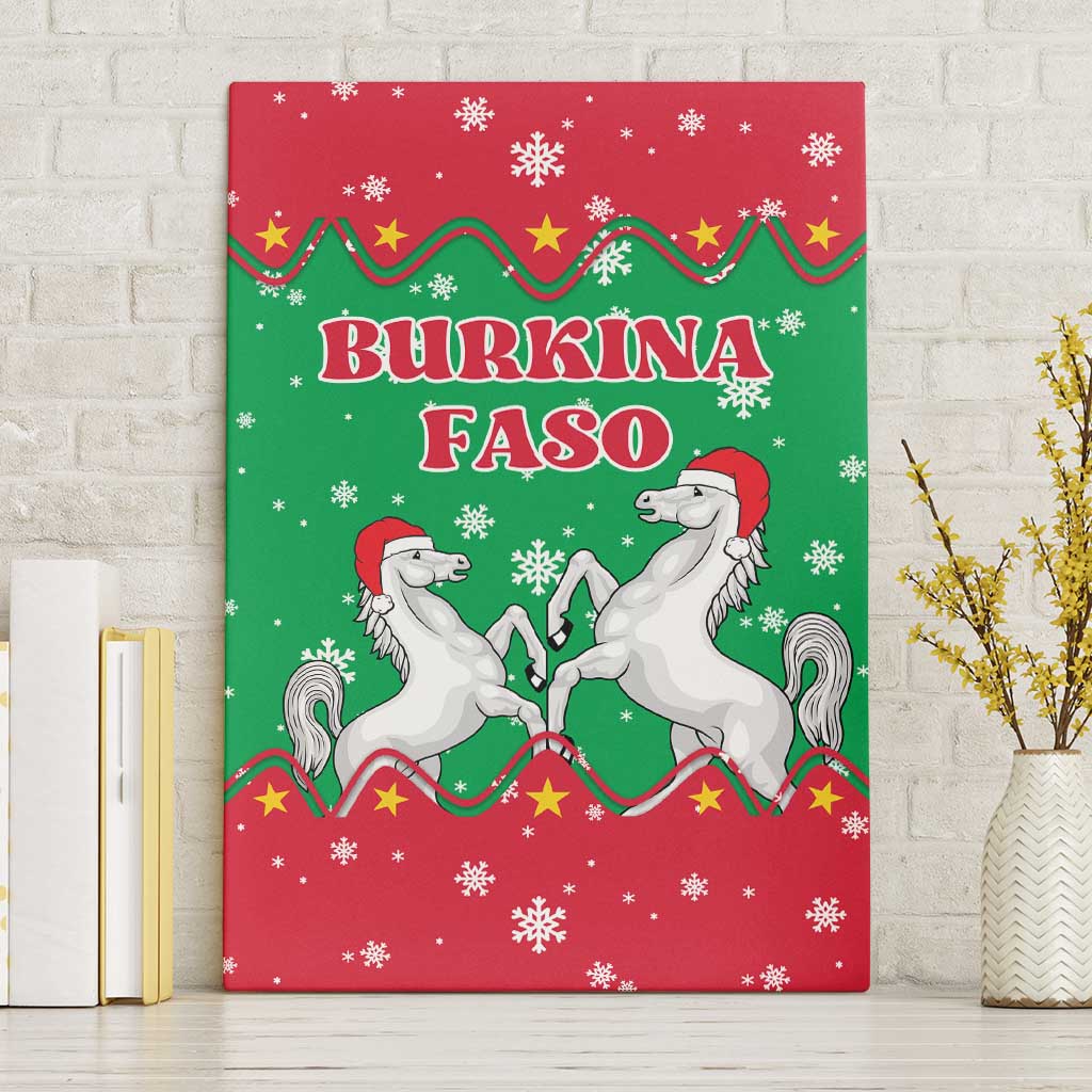 Christmas Burkina Faso Canvas Wall Art Snowflake Horses and Coat of Arms - Wonder Print Shop