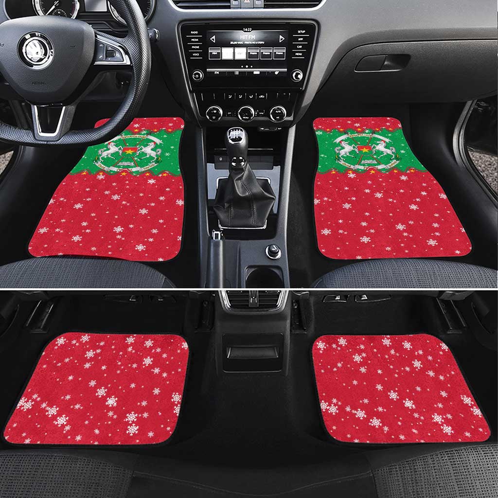 Christmas Burkina Faso Car Mats Snowflake Horses and Coat of Arms - Wonder Print Shop
