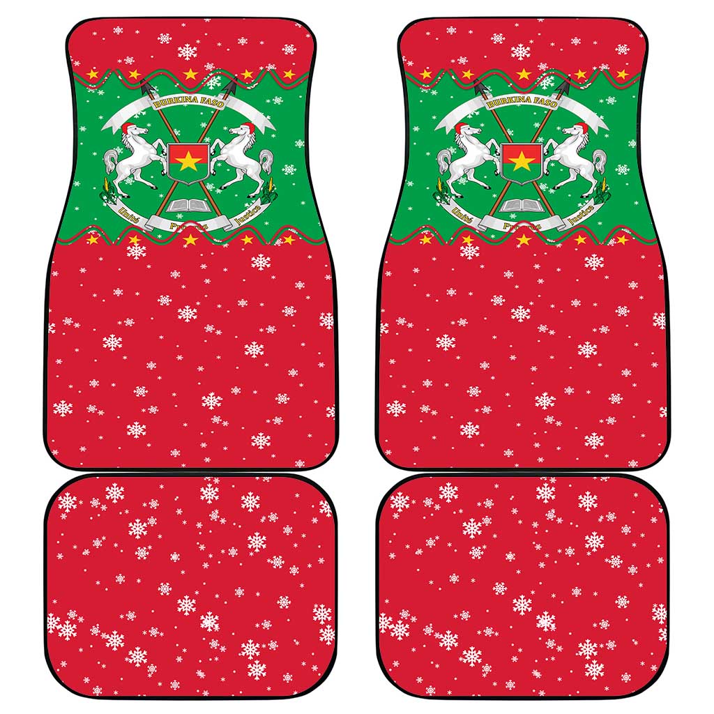 Christmas Burkina Faso Car Mats Snowflake Horses and Coat of Arms - Wonder Print Shop