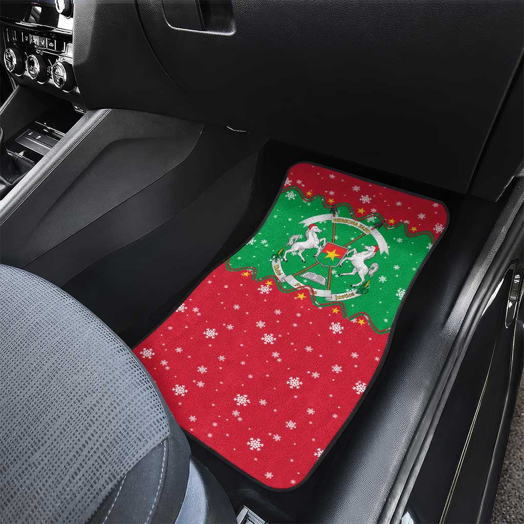 Christmas Burkina Faso Car Mats Snowflake Horses and Coat of Arms - Wonder Print Shop