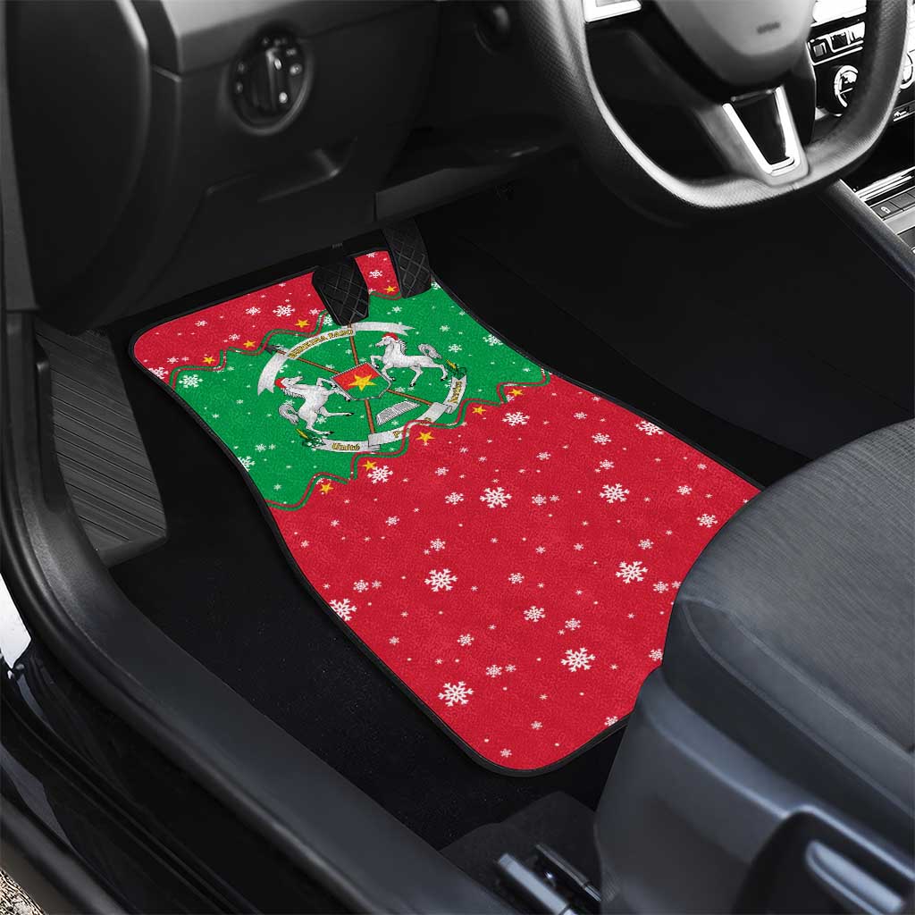 Christmas Burkina Faso Car Mats Snowflake Horses and Coat of Arms - Wonder Print Shop