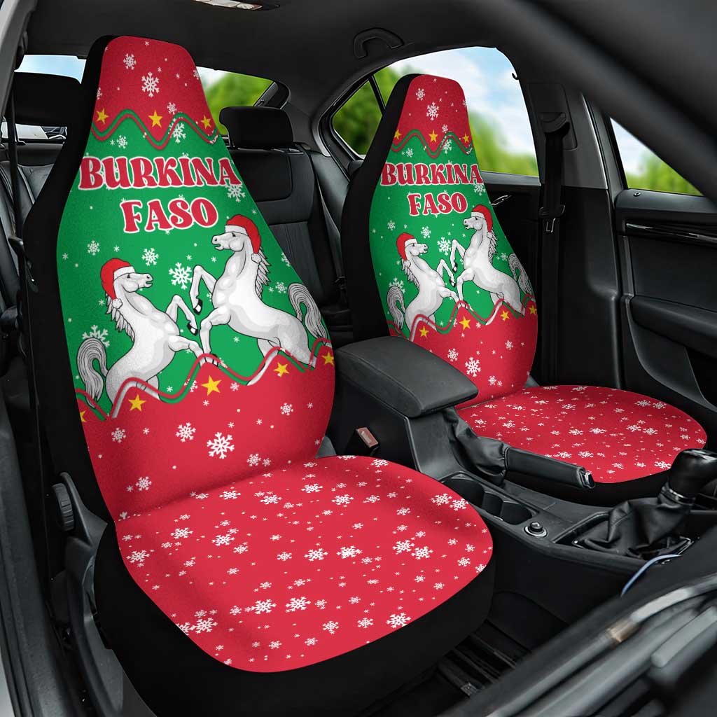 Christmas Burkina Faso Car Seat Cover Snowflake Horses and Coat of Arms - Wonder Print Shop