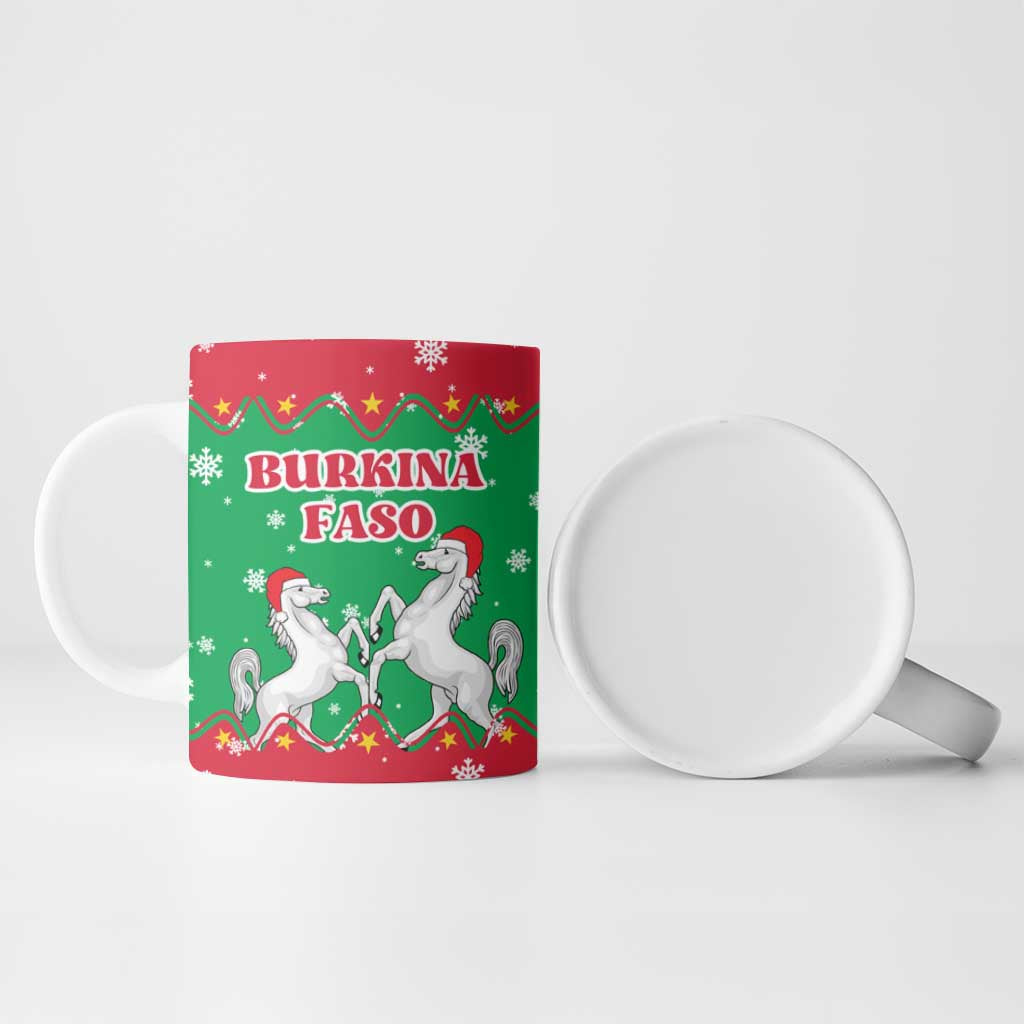 Christmas Burkina Faso Ceramic Mug Snowflake Horses and Coat of Arms - Wonder Print Shop