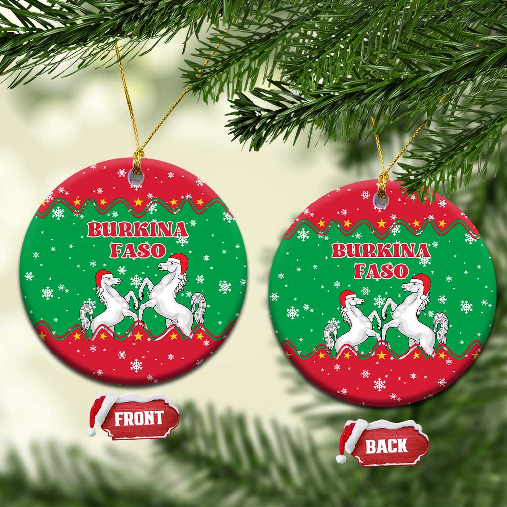 Christmas Burkina Faso Ceramic Ornament Snowflake Horses and Coat of Arms - Wonder Print Shop