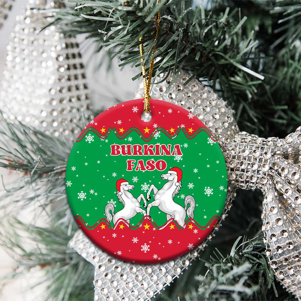 Christmas Burkina Faso Ceramic Ornament Snowflake Horses and Coat of Arms - Wonder Print Shop