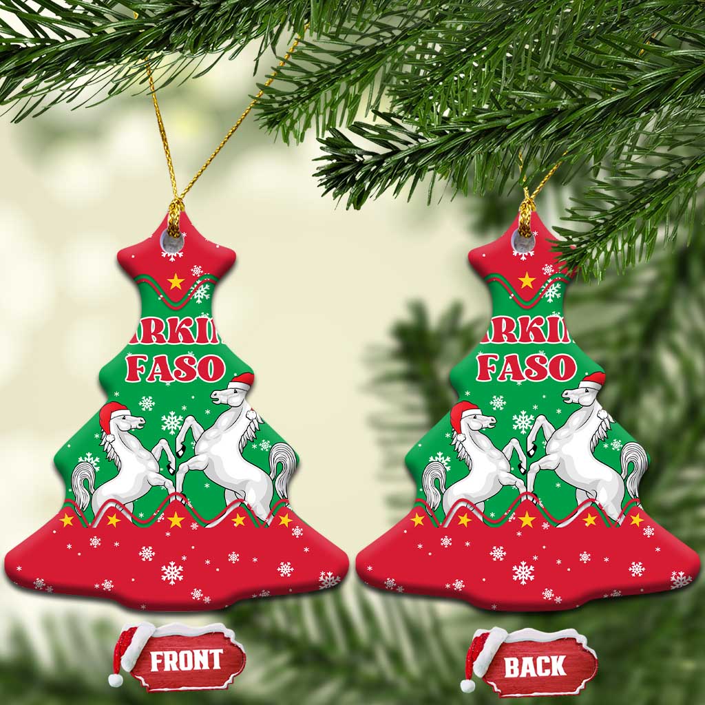 Christmas Burkina Faso Ceramic Ornament Snowflake Horses and Coat of Arms - Wonder Print Shop
