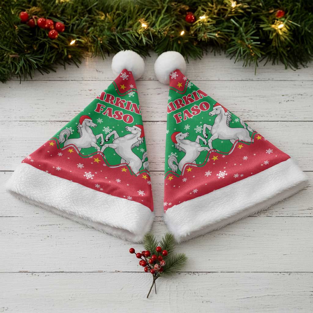 Christmas Burkina Faso Christmas Santa Hat Snowflake Horses and Coat of Arms - Wonder Print Shop