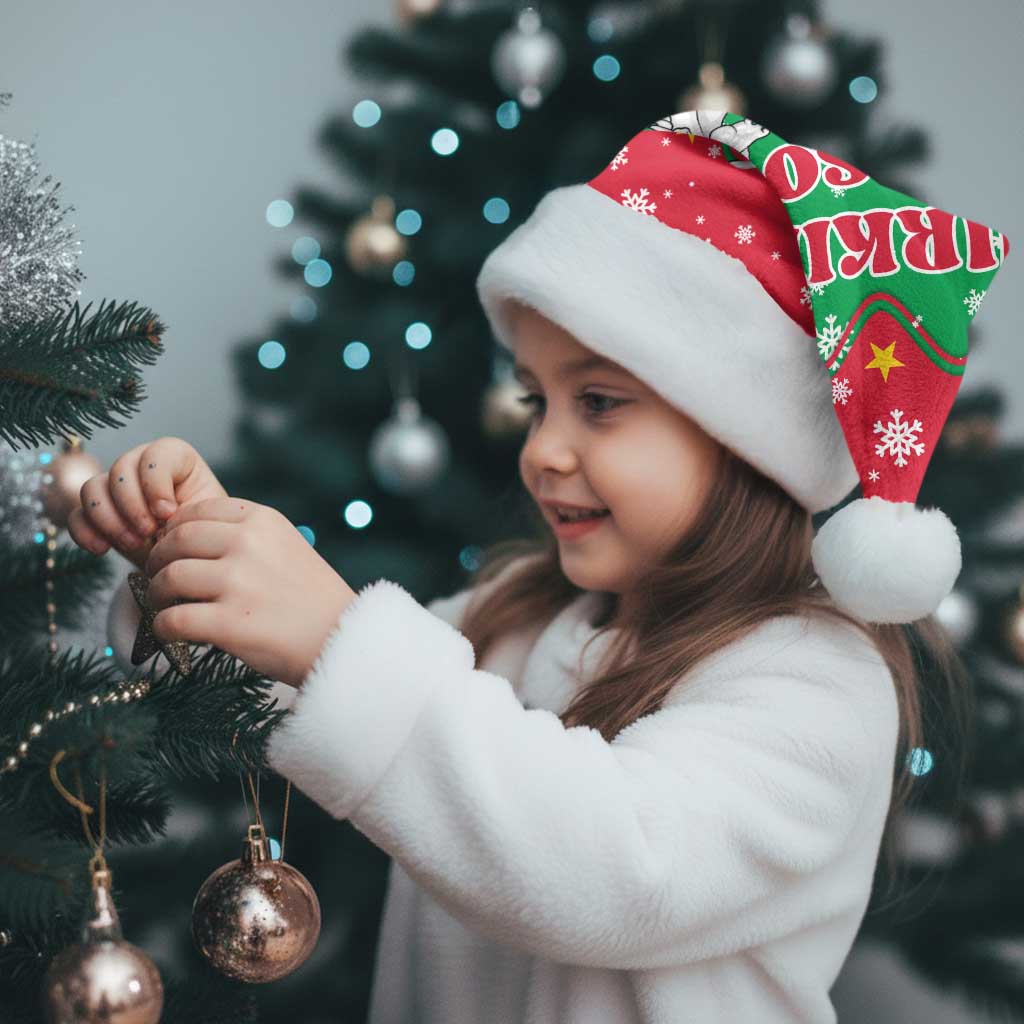 Christmas Burkina Faso Christmas Santa Hat Snowflake Horses and Coat of Arms - Wonder Print Shop