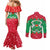 Christmas Burkina Faso Couples Matching Mermaid Dress and Long Sleeve Button Shirt Snowflake Horses and Coat of Arms - Wonder Print Shop