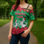 Christmas Burkina Faso Cross Shoulder Shirt Snowflake Horses and Coat of Arms - Wonder Print Shop