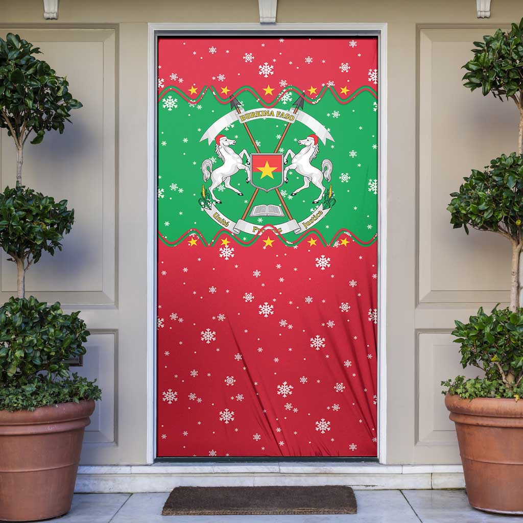 Christmas Burkina Faso Door Cover Snowflake Horses and Coat of Arms - Wonder Print Shop
