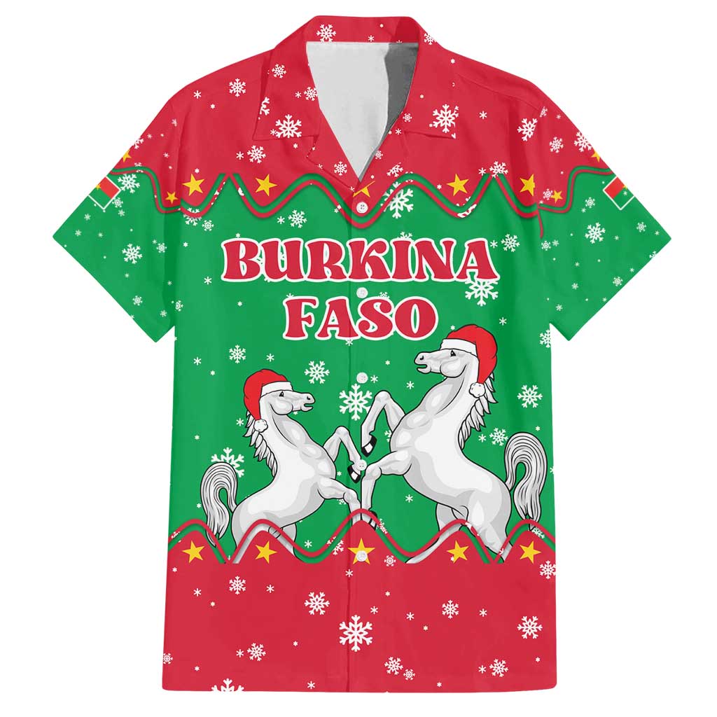 Christmas Burkina Faso Family Matching Long Sleeve Bodycon Dress and Hawaiian Shirt Snowflake Horses and Coat of Arms - Wonder Print Shop