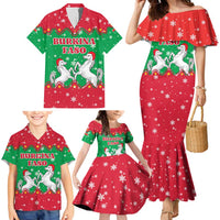 Christmas Burkina Faso Family Matching Mermaid Dress and Hawaiian Shirt Snowflake Horses and Coat of Arms - Wonder Print Shop