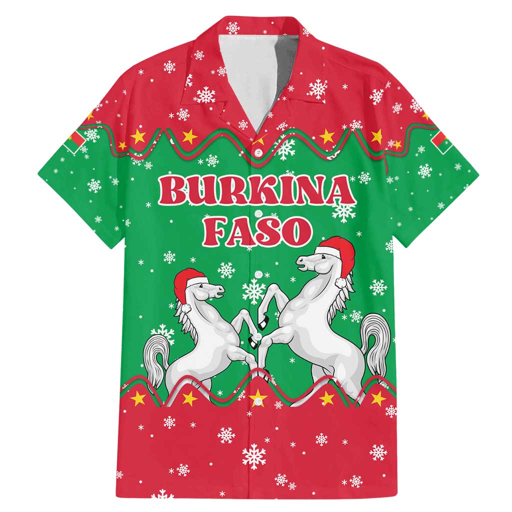 Christmas Burkina Faso Family Matching Mermaid Dress and Hawaiian Shirt Snowflake Horses and Coat of Arms - Wonder Print Shop