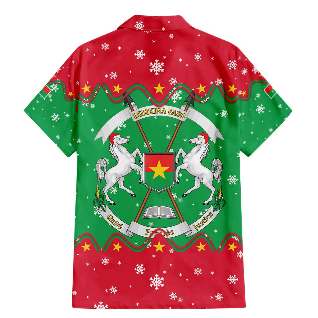 Christmas Burkina Faso Family Matching Mermaid Dress and Hawaiian Shirt Snowflake Horses and Coat of Arms - Wonder Print Shop