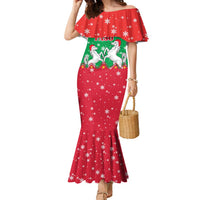 Christmas Burkina Faso Family Matching Mermaid Dress and Hawaiian Shirt Snowflake Horses and Coat of Arms - Wonder Print Shop