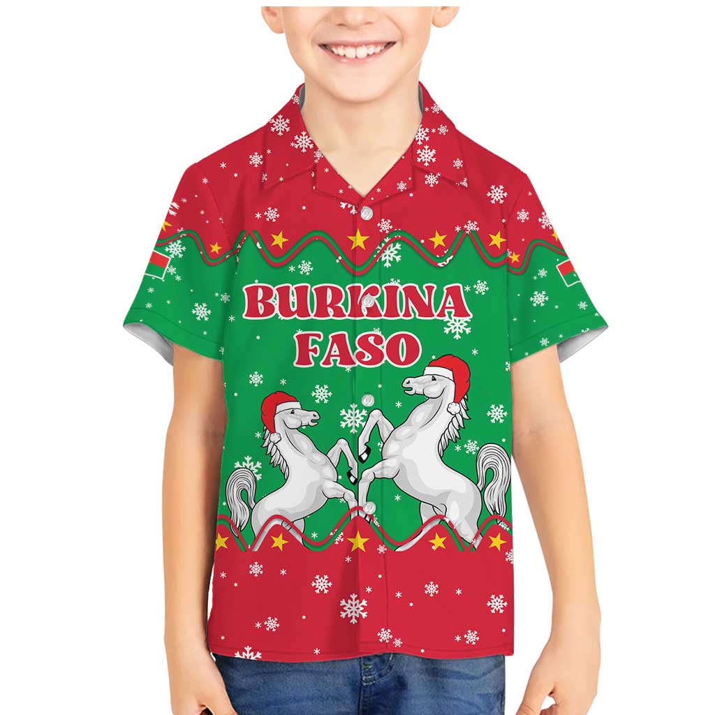 Christmas Burkina Faso Family Matching Mermaid Dress and Hawaiian Shirt Snowflake Horses and Coat of Arms - Wonder Print Shop