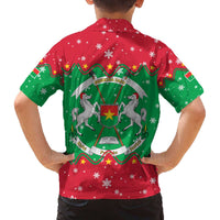 Christmas Burkina Faso Family Matching Off The Shoulder Long Sleeve Dress and Hawaiian Shirt Snowflake Horses and Coat of Arms - Wonder Print Shop