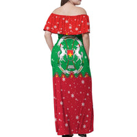 Christmas Burkina Faso Family Matching Off Shoulder Maxi Dress and Hawaiian Shirt Snowflake Horses and Coat of Arms - Wonder Print Shop