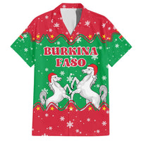 Christmas Burkina Faso Family Matching Off Shoulder Short Dress and Hawaiian Shirt Snowflake Horses and Coat of Arms - Wonder Print Shop