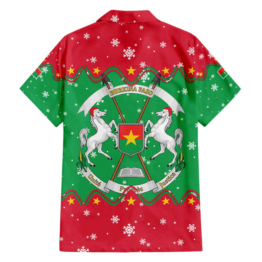 Christmas Burkina Faso Family Matching Off Shoulder Short Dress and Hawaiian Shirt Snowflake Horses and Coat of Arms - Wonder Print Shop