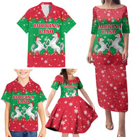 Christmas Burkina Faso Family Matching Puletasi and Hawaiian Shirt Snowflake Horses and Coat of Arms - Wonder Print Shop
