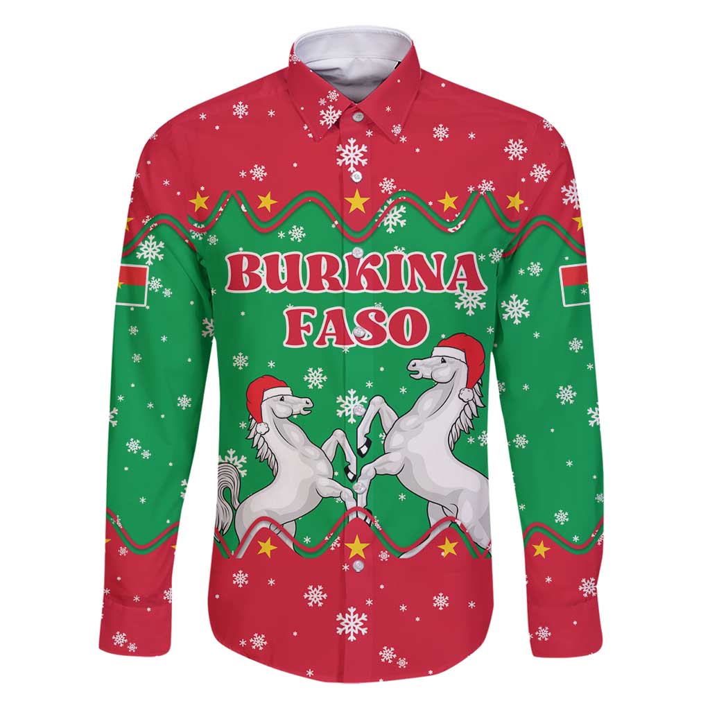 Christmas Burkina Faso Family Matching Puletasi and Hawaiian Shirt Snowflake Horses and Coat of Arms - Wonder Print Shop
