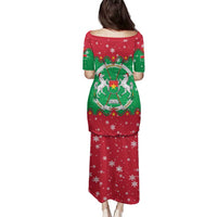 Christmas Burkina Faso Family Matching Puletasi and Hawaiian Shirt Snowflake Horses and Coat of Arms - Wonder Print Shop