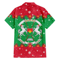 Christmas Burkina Faso Family Matching Short Sleeve Bodycon Dress and Hawaiian Shirt Snowflake Horses and Coat of Arms - Wonder Print Shop