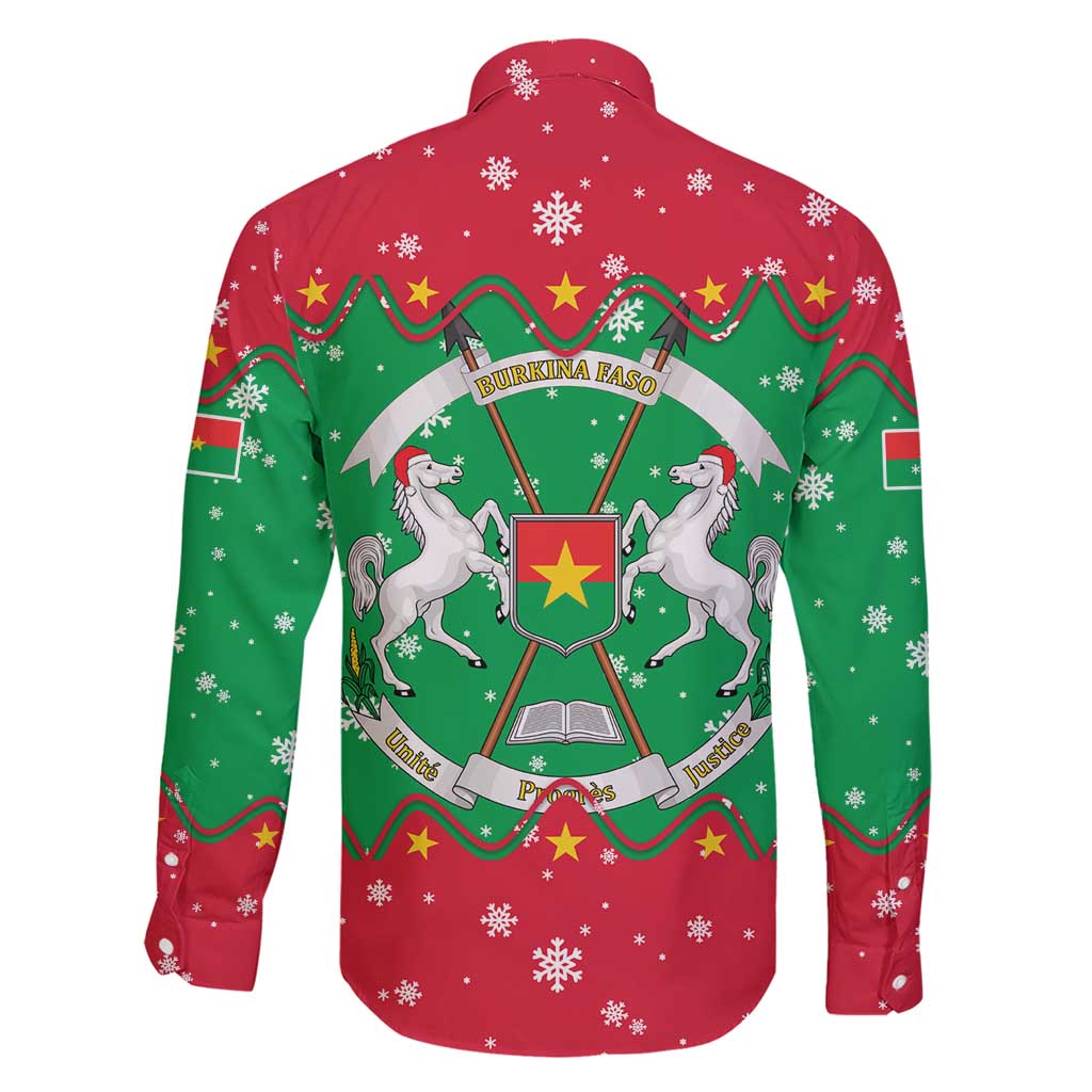 Christmas Burkina Faso Family Matching Short Sleeve Bodycon Dress and Hawaiian Shirt Snowflake Horses and Coat of Arms - Wonder Print Shop