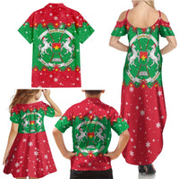 Christmas Burkina Faso Family Matching Summer Maxi Dress and Hawaiian Shirt Snowflake Horses and Coat of Arms - Wonder Print Shop