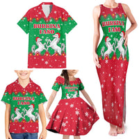 Christmas Burkina Faso Family Matching Tank Maxi Dress and Hawaiian Shirt Snowflake Horses and Coat of Arms - Wonder Print Shop