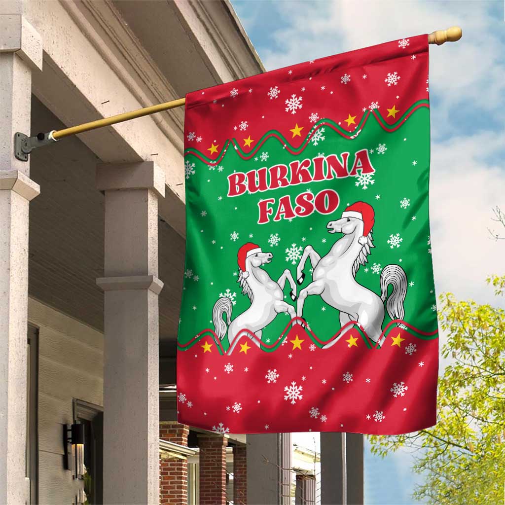 Christmas Burkina Faso Garden Flag Snowflake Horses and Coat of Arms - Wonder Print Shop