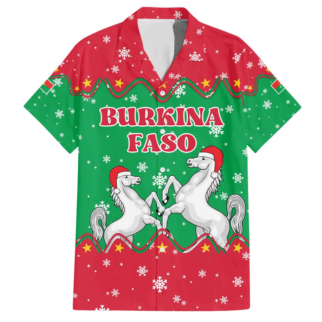 Christmas Burkina Faso Hawaiian Shirt Snowflake Horses and Coat of Arms - Wonder Print Shop