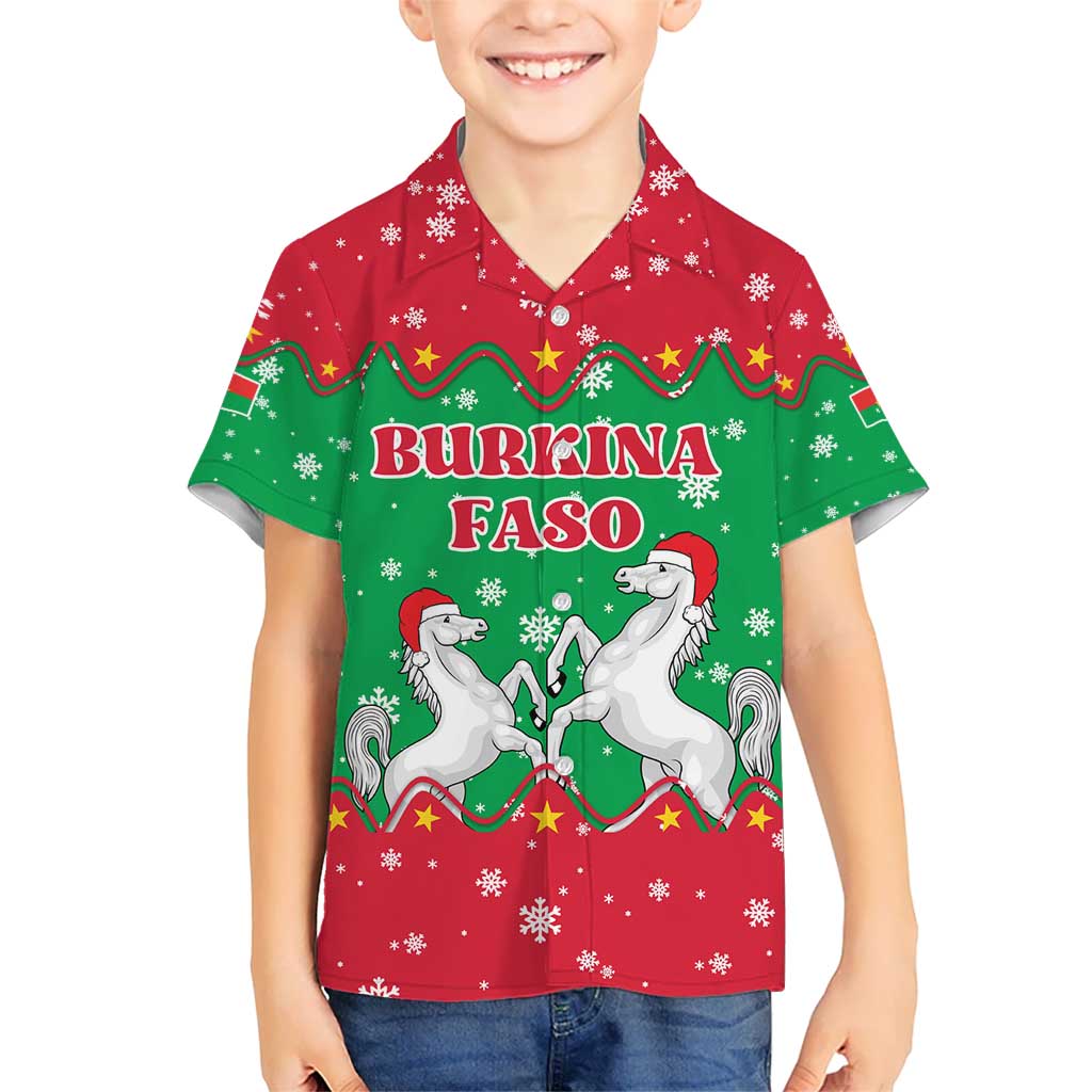 Christmas Burkina Faso Hawaiian Shirt Snowflake Horses and Coat of Arms - Wonder Print Shop