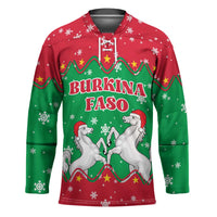 Christmas Burkina Faso Hockey Jersey Snowflake Horses and Coat of Arms - Wonder Print Shop
