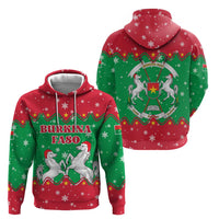 Christmas Burkina Faso Hoodie Snowflake Horses and Coat of Arms - Wonder Print Shop