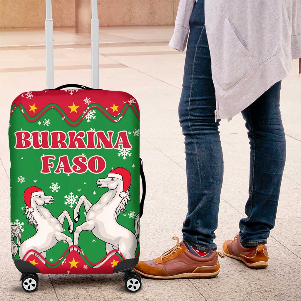 Christmas Burkina Faso Luggage Cover Snowflake Horses and Coat of Arms - Wonder Print Shop