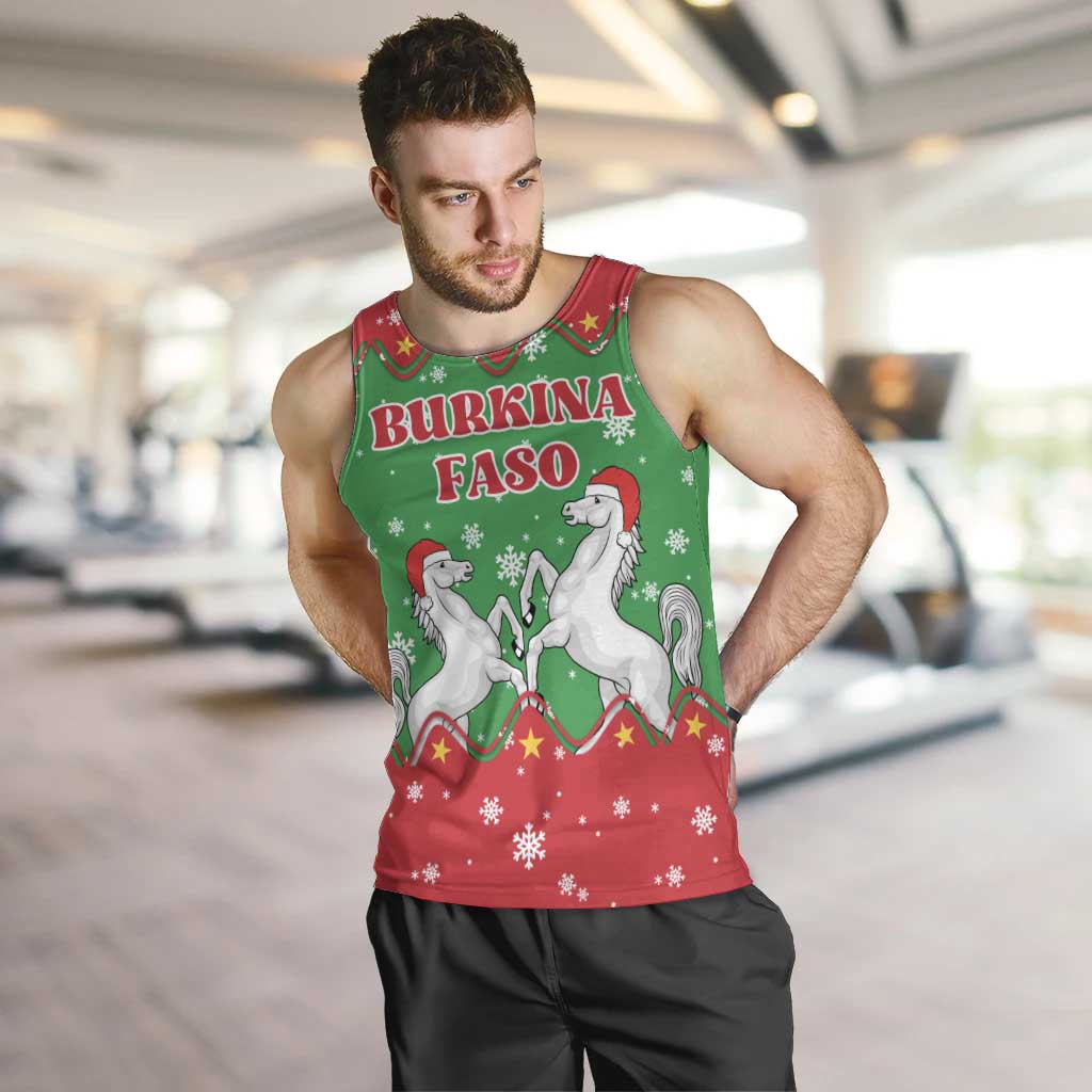 Christmas Burkina Faso Men Tank Top Snowflake Horses and Coat of Arms - Wonder Print Shop