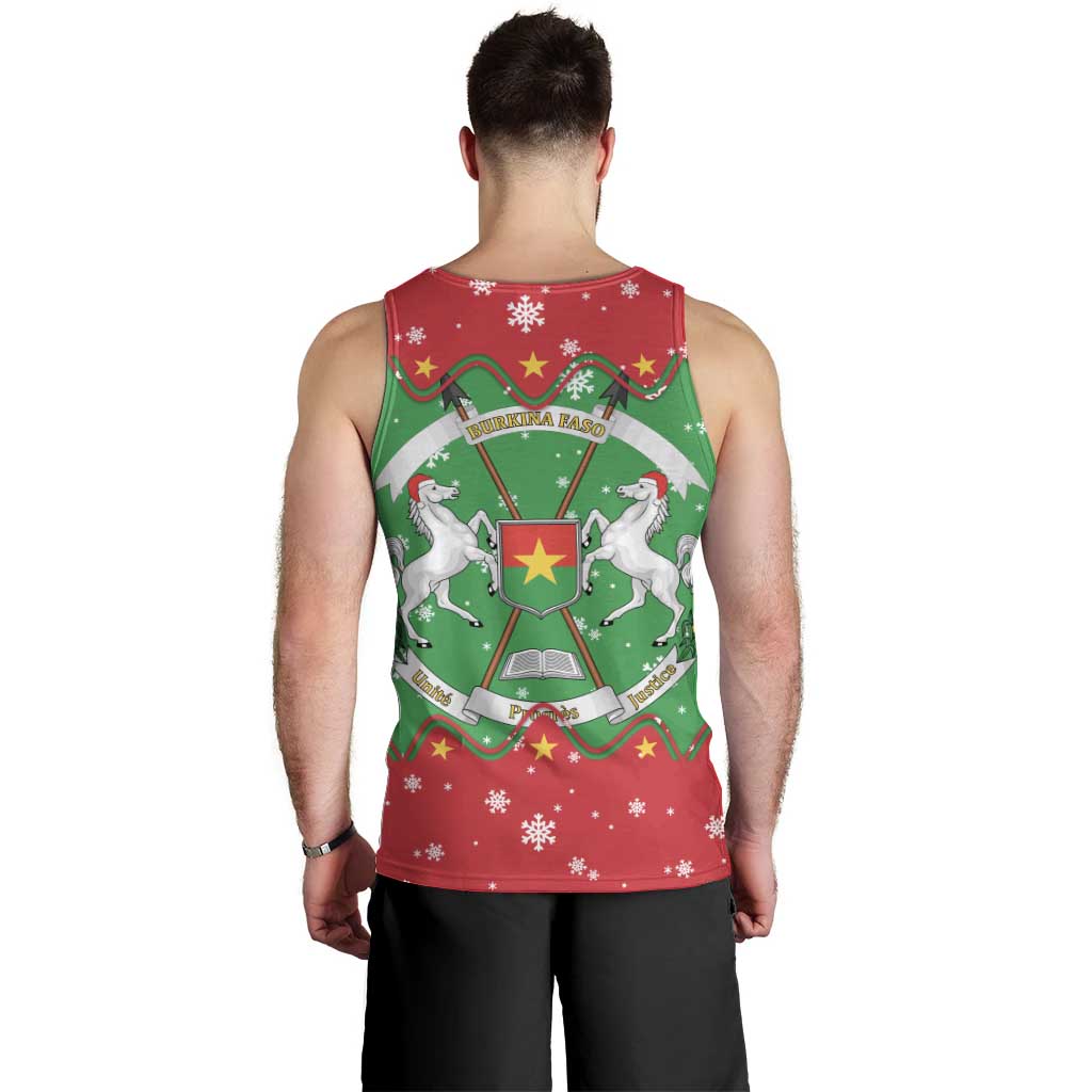 Christmas Burkina Faso Men Tank Top Snowflake Horses and Coat of Arms - Wonder Print Shop