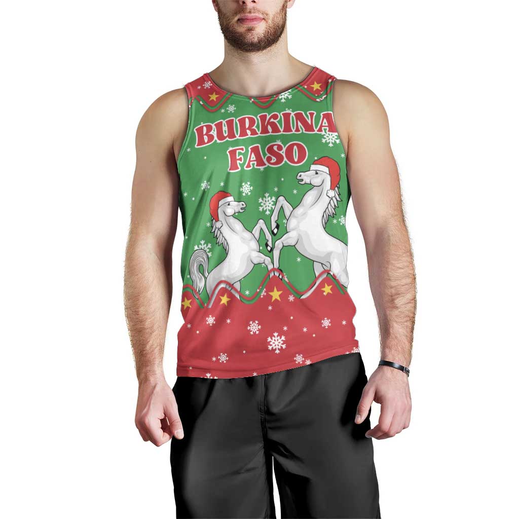 Christmas Burkina Faso Men Tank Top Snowflake Horses and Coat of Arms - Wonder Print Shop