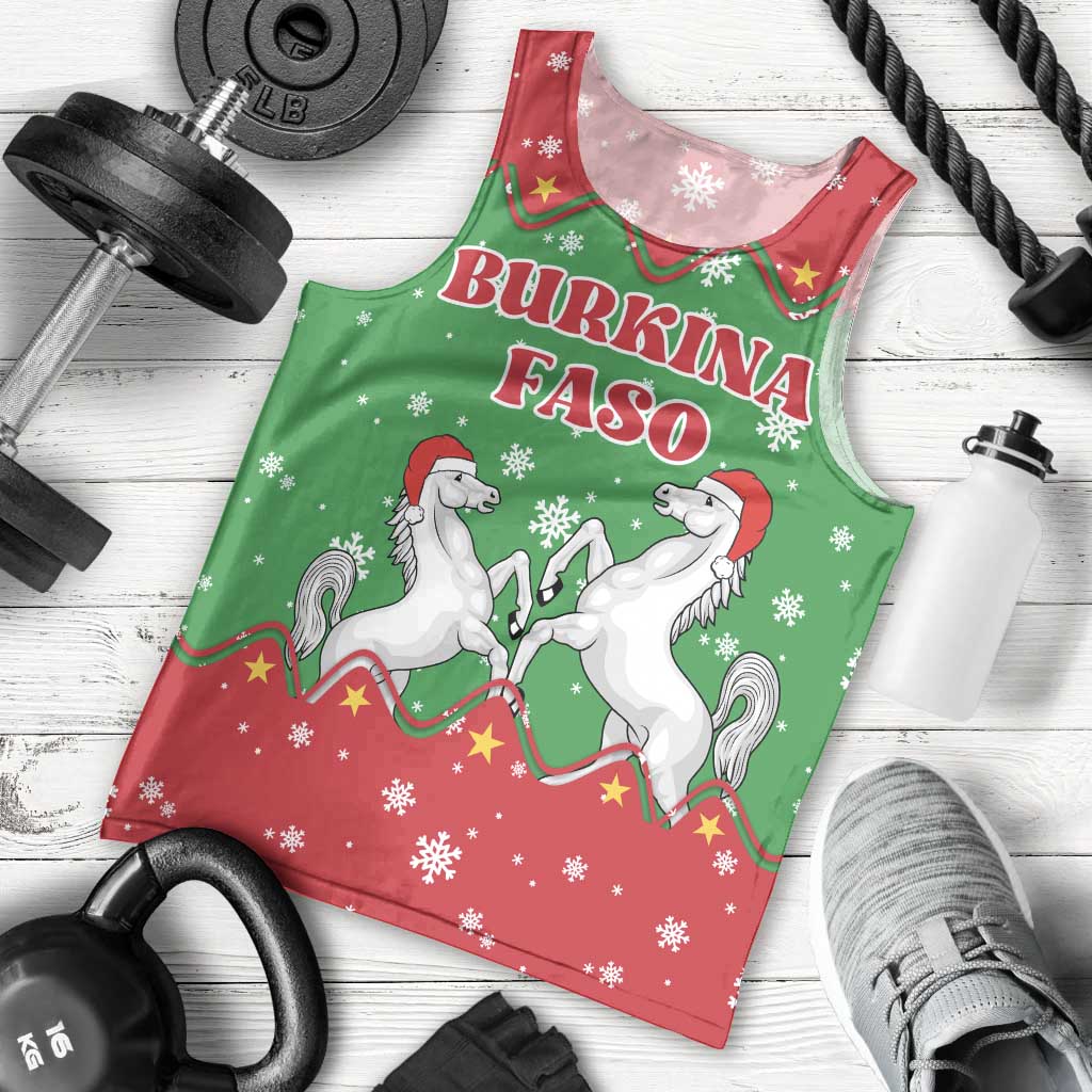 Christmas Burkina Faso Men Tank Top Snowflake Horses and Coat of Arms - Wonder Print Shop