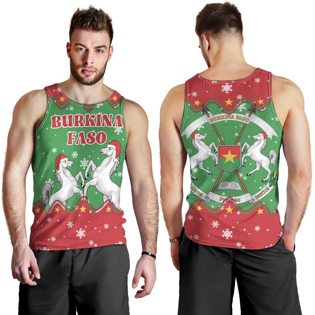 Christmas Burkina Faso Men Tank Top Snowflake Horses and Coat of Arms - Wonder Print Shop